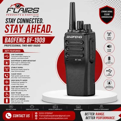 Baofeng BF 1909 Two Way radio 10W UHF Long Range Walkie Talkies
