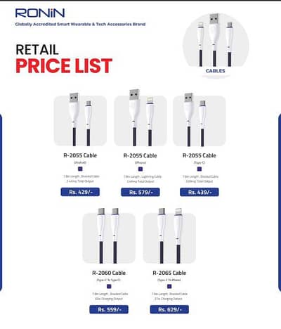 Ronin Original | Type-C, iPhone, Android, PD Fast Charging Cables