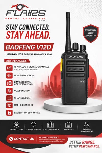 Baofeng BF-V12D Digital Analog Walkie Talkie Long Range 16CH Radios