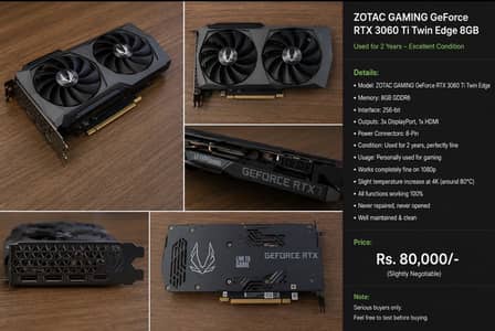 ZOTAC  GAMING RTX 3060Ti Twin Edge 8GB