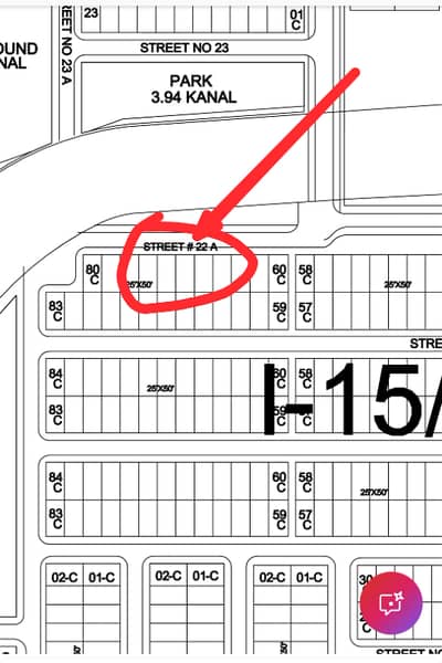 5 marla plot for sale in street 22A sector i-15/3 Islamabad