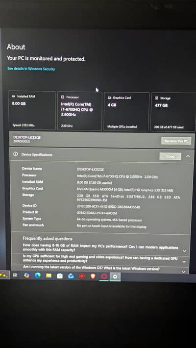 Lenovo p70 laptop workstation i7 6th Gen