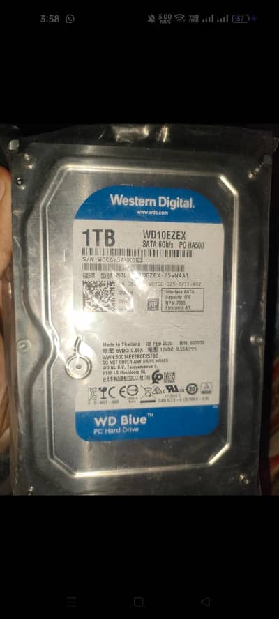 WD Blue 1TB Desktop Hard Drive 3.5" (7200 RPM / SATA 6Gb/s)