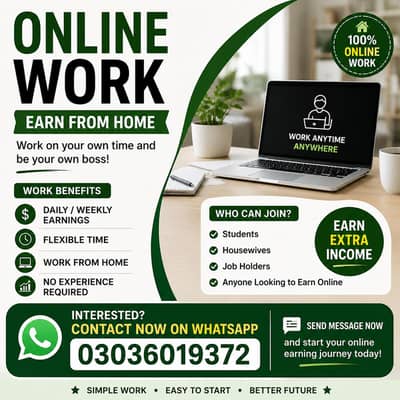 Online Job / Male & Female Jobs / Home Base Job
