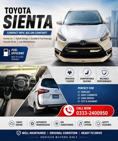 TOYOTA SIENTA 1.5cc(HYBRID) MODEL 2017 REG. 2022  G LED FULL OPTION