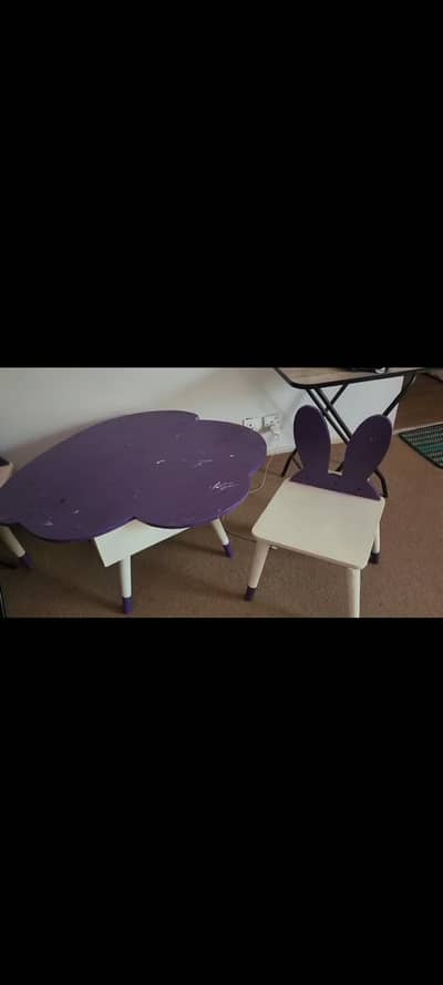 Kids Study Table with Storage Box & Chairs – Excellent Condition