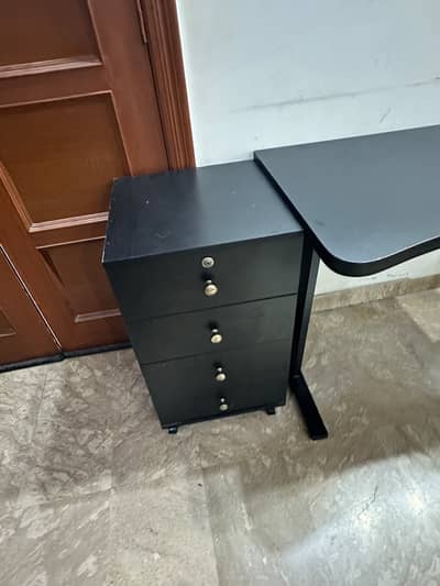 Modern Black Study/Computer Desk with 4 Drawer Storage Cabinet