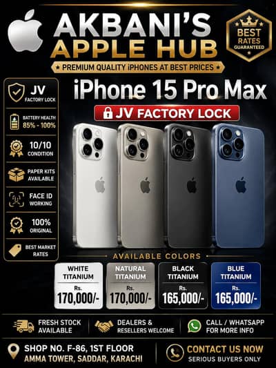 Apple iPhone 15 Pro Max 256GB JV All Colors Battery Health 85 To 100