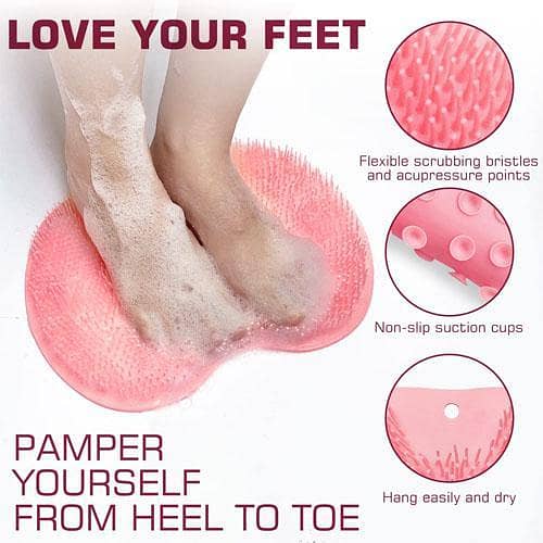 Shower Foot Scrubber Mat Back Washer Back Exfoliating Bath Wash Pad Wall Mounted Slip Suction Cups Foot Scrubber for Use in Shower Cups Foot Cleaner for Men and Women