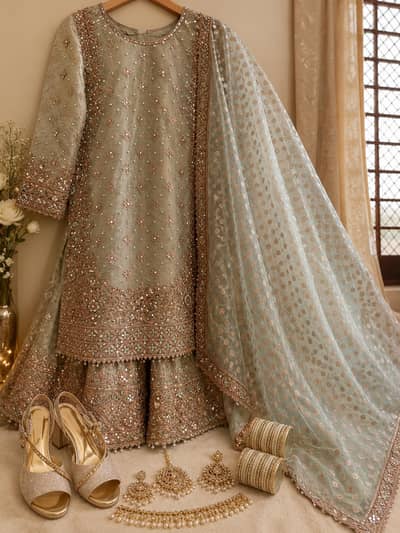HASEENS Bridal Barat Gharara Complete Set – Medium Size