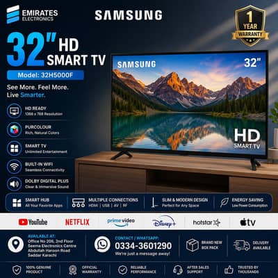 Samsung 32 Inch HD Smart TV 32H5000F | Smart LED TV | Built-in WiFi