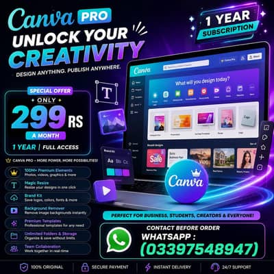 Canva Pro 1 Year Subscription / Low Price / 1 Year Warranty