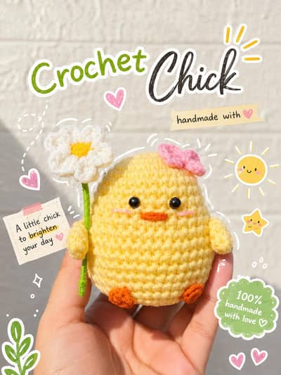 Crochet chick charm 1pc