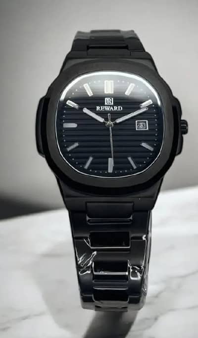 Men's Black Stainless Steel Ultra Thin Quartz Watch