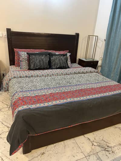 solid wood bed with mattress