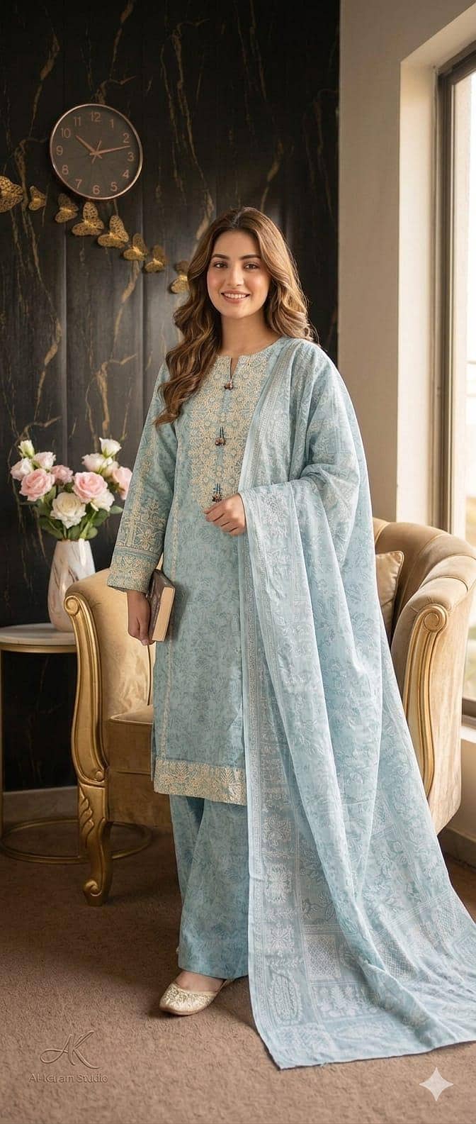 لیڈیز تھری فیس پرنٹیڈ سوٹ 2