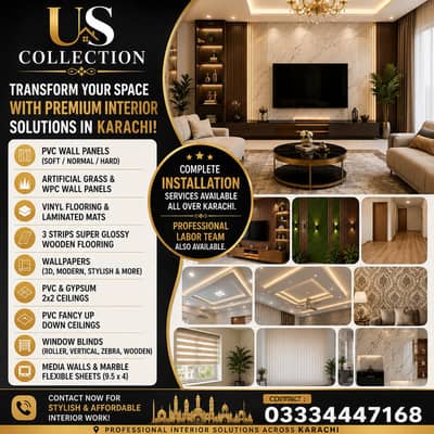 Wallpaper/Blind/Wooden/Vinyl Flooring/Glass Paper/Pvc/Wpc Panels,