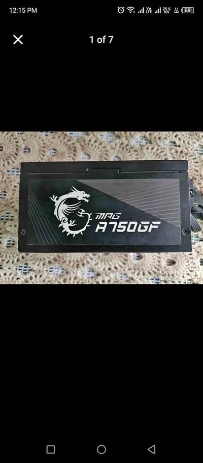 MSI 750w power supply modular 80+ gold sealed