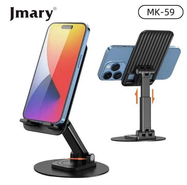 Jmary MK-59 Desktop Holder: 360° Rotating Stand for Mobile and Tablet