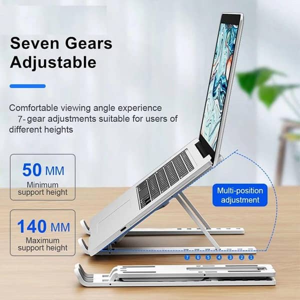 Portable Aluminum Foldable Laptop Stand with Adjustable Height and Anti-Slip Grip