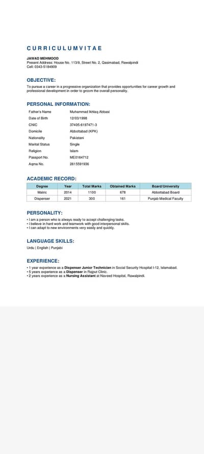 need AA job dispenser medical tacnation nursing assistant