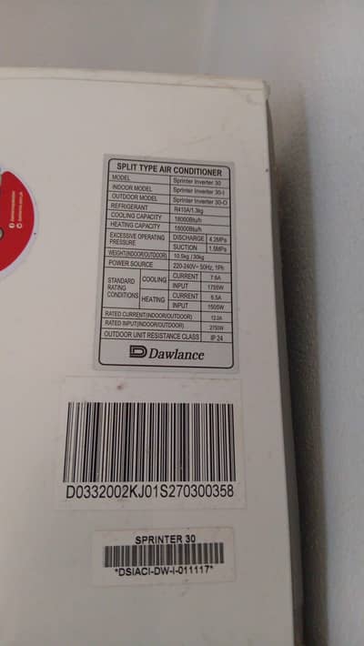DAWLANCE 1.5 TON INVERTER AC SPRINTER 30 MODEL