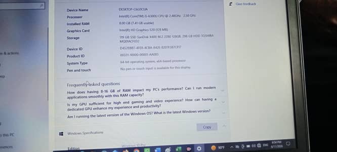 laptop i5 6th gen 128ssd 256 hdd