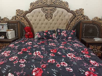 royal king size bridal bed set side table dressing for sale