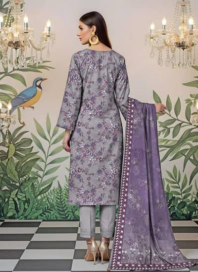 unstiched printed lawn grey floral suit