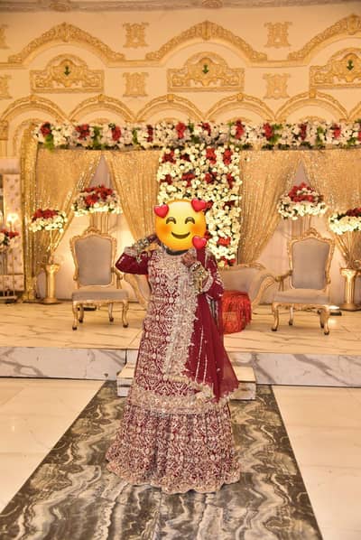 bridal farhi lehenga . . deep red XL size