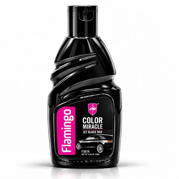 Flamingo Color Miracle Jet Black Wax 410ml – Car Polish & Shine Restorer for Black Paint | Easy Wax