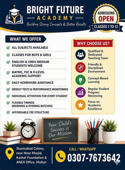 Bright Future Academy – Admissions Open | Classes 1 to 10 | All Subje