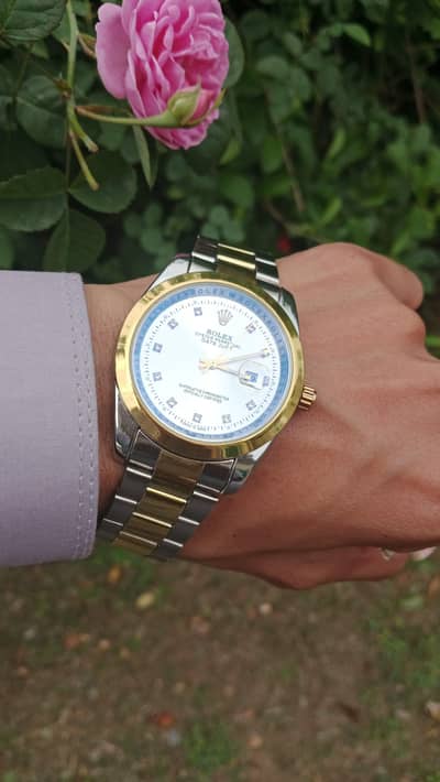Rolex style Two tone gold and silver watch