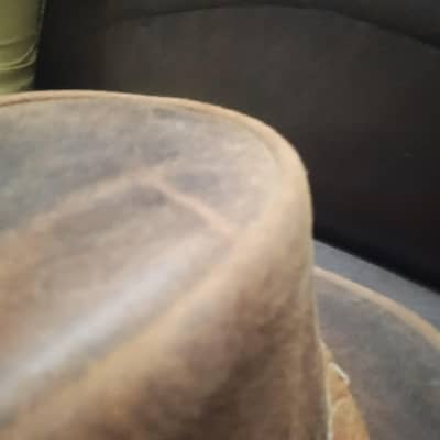 brown leather hat