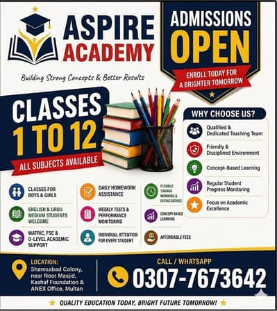 Aspire Academy – Admissions Open | Classes 1 to 12 |