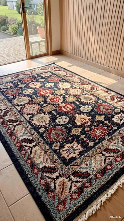 Irani Carpet Blue Silk Handmade 7x10 Original Condition