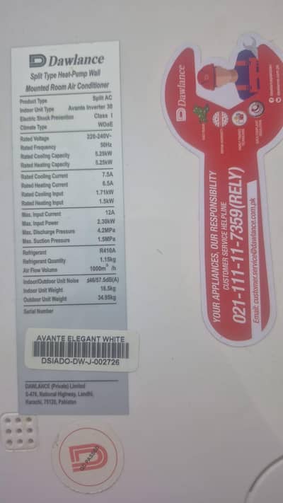 dawlance 1.5ton inverter Ac for sale