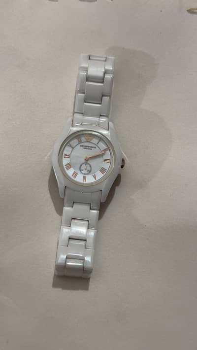 Original Emporio Armani Ceramica White Watch for Women