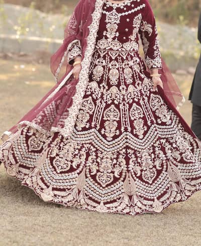 Velvet Maroon Lehnga Choli