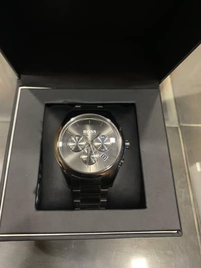 Hugo Boss Men’s Quartz Silver Stainless Steel Black Dial 44mm Watch