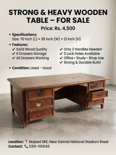 Solid Wooden Table For Sale Solid Wooden Office/Study Table for e