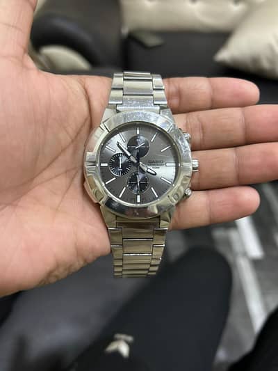Casio Enticer Men's Chronograph Watch - Silver & Grey Dial