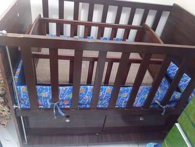 Wooden Baby Cot / Baby Crib with Mattress and Storage boxes