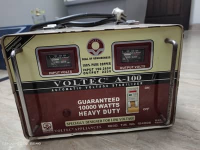 Voltec A-100 Automatic Voltage Stabilizer 10000 Watts Heavy Duty