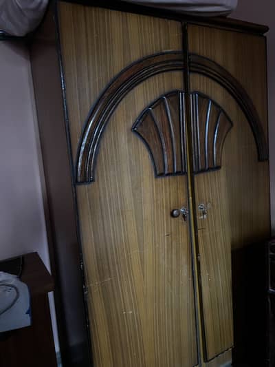 Bed set ( bed with mattress , divider and 2 door almirah)