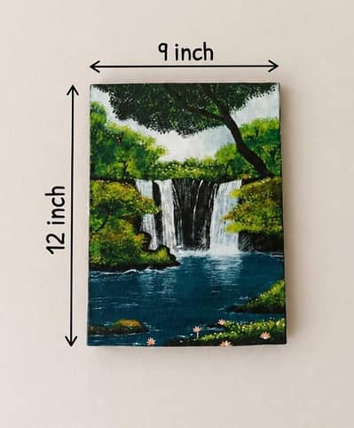 Handmade Waterfall Acrylic Painting on Canvas