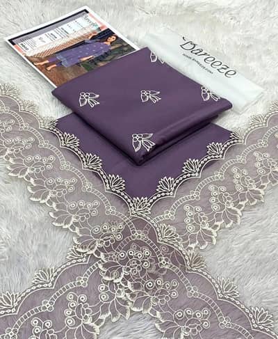 purple embroidery women's lawn suit 2 pcs