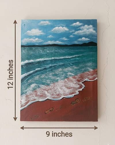 Handmade Ocean Beach Acrylic Painting