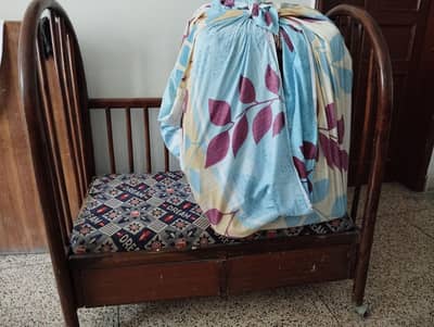 Wooden Baby Cot with Mattress