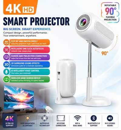 Projector 2gb+16gb Android11.0 Smart Hd 4k Mini Projectors Gimbal